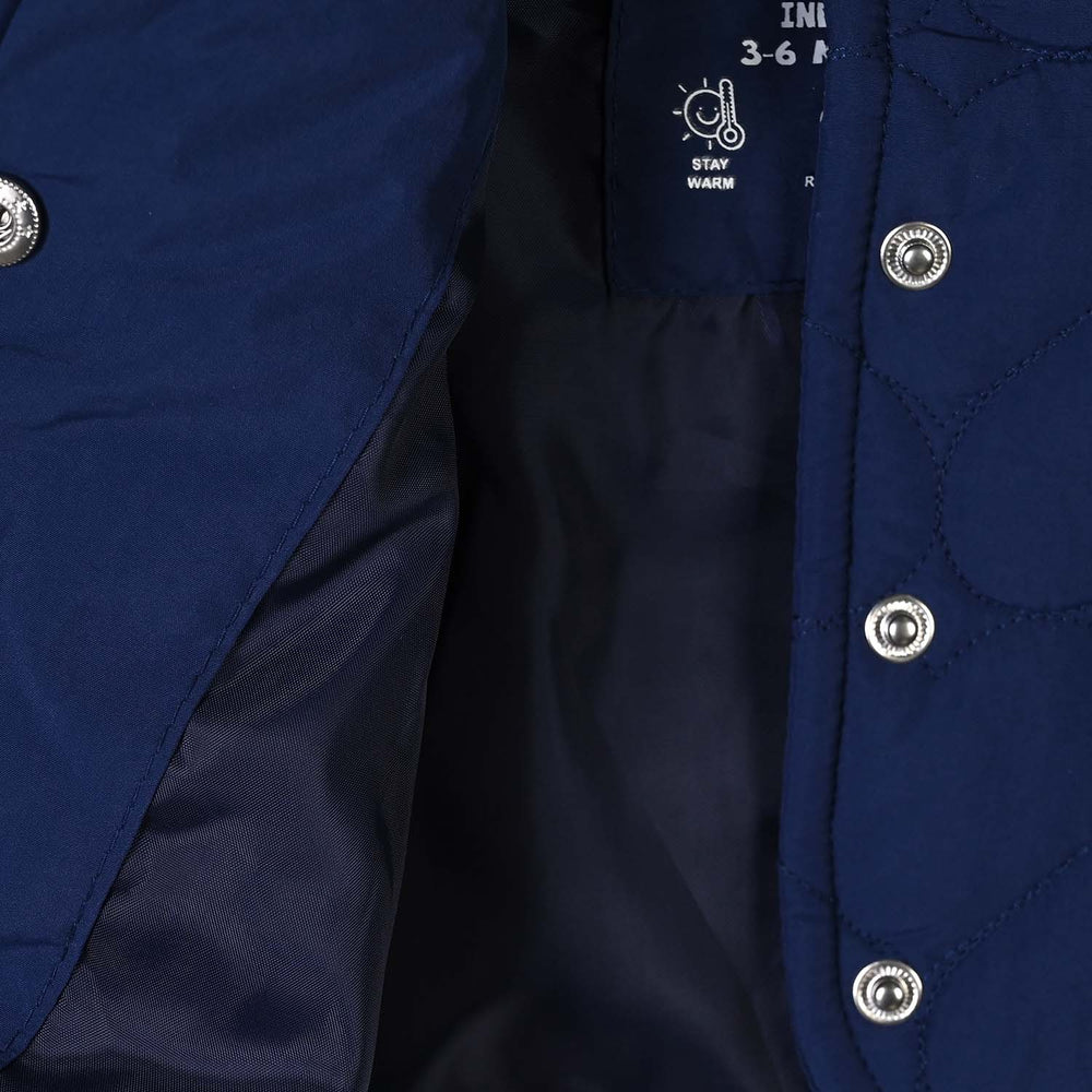 Infant Girls Polyester Quilted Jacket Hearts-BLUE