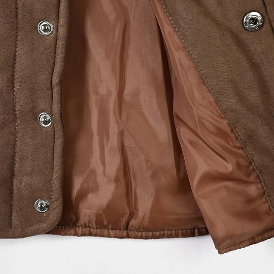 Infant Boys Polyester Quilted Jacket Cocoa-BROWN