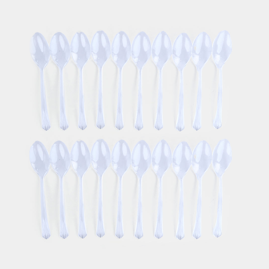 Transparent Disposable Plastic Table Spoons (20-Piece Pack)