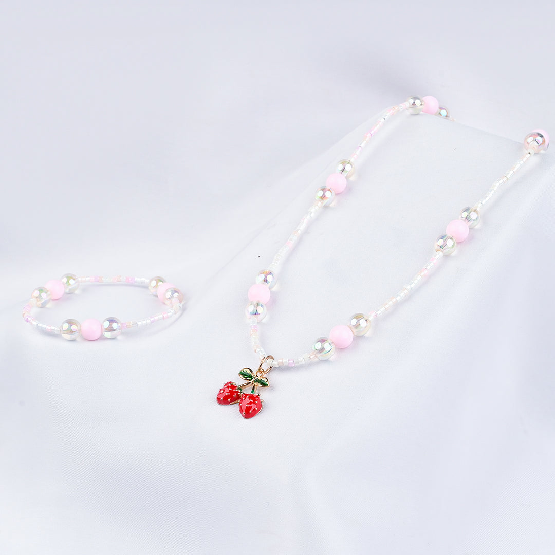 GIRLS ELEGANT BEADED NECKLACE & BRACELET