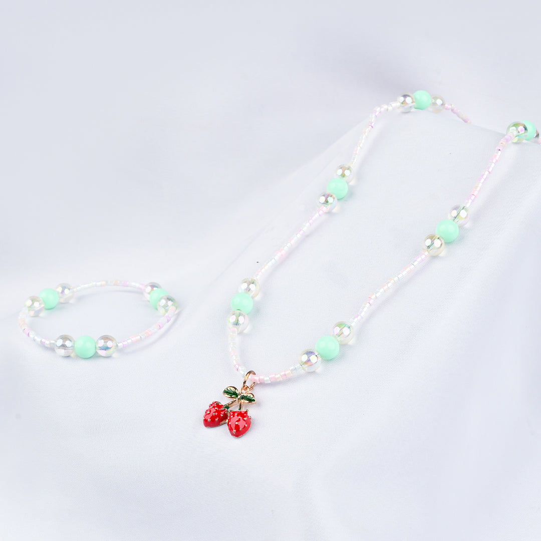 GIRLS ELEGANT BEADED NECKLACE & BRACELET