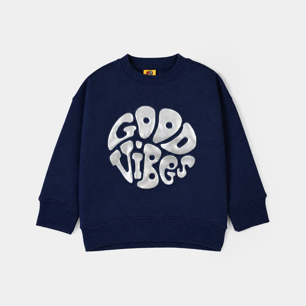 Girls Fleece 2 Piece Suit Good Vibes-NAVY