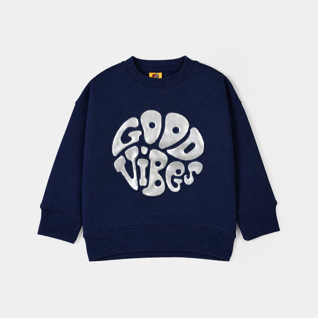 Girls Fleece 2 Piece Suit Good Vibes-NAVY