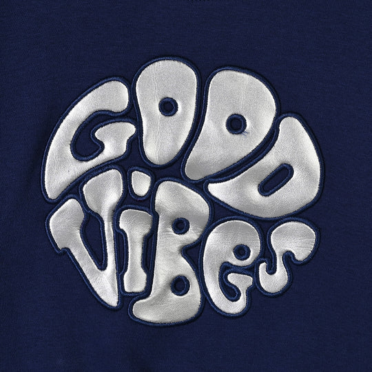 Girls Fleece 2 Piece Suit Good Vibes-NAVY