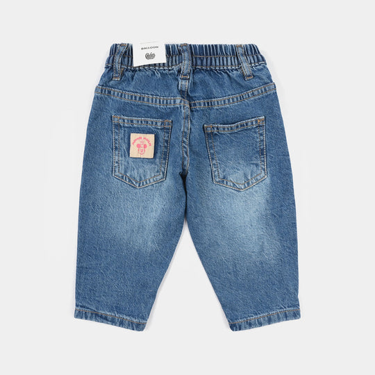 Infant Girls Denim Stretch Pants - Mid Blue