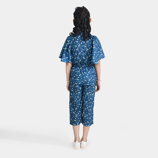 Girls Poly Mesh Jump Suit Blue Bell-Multi