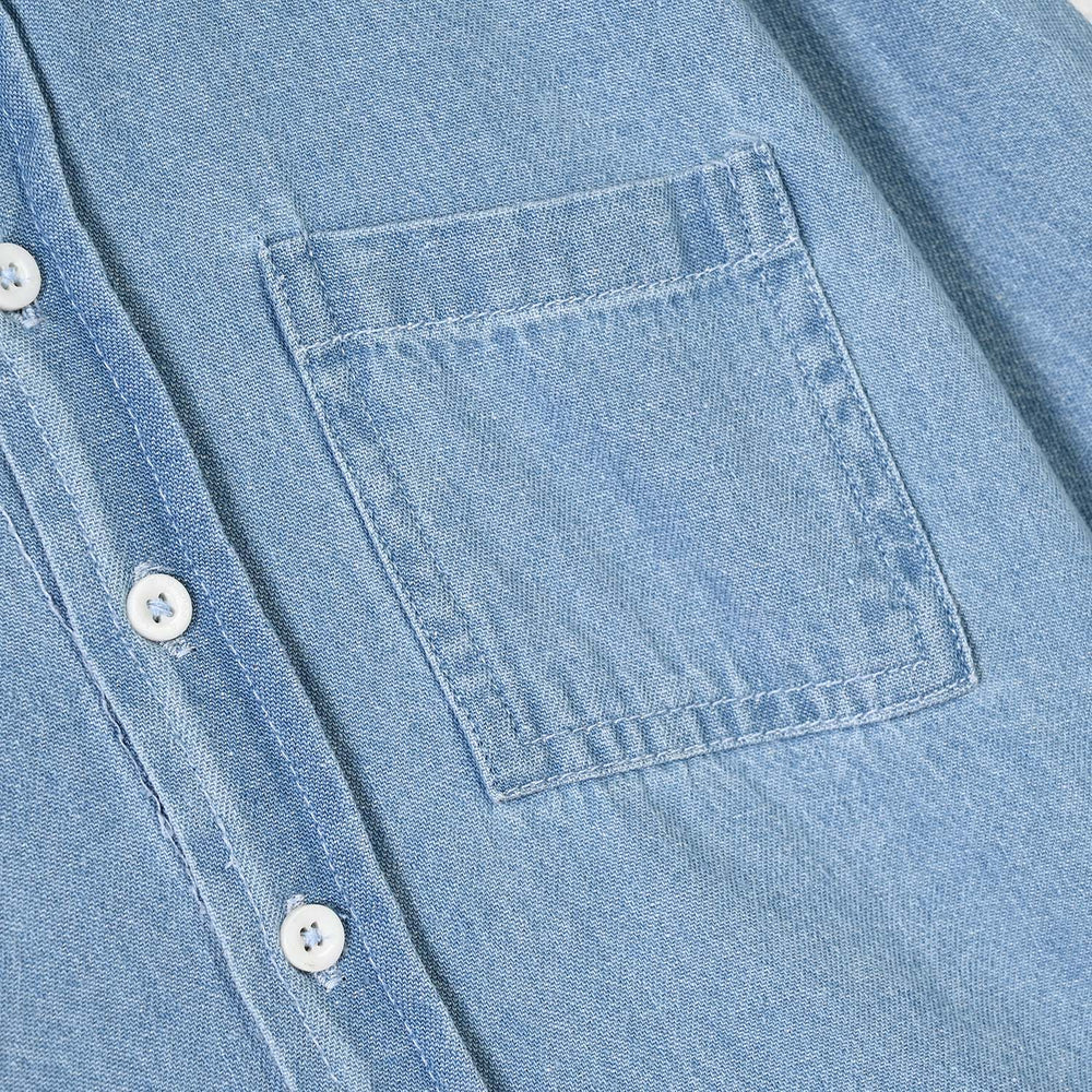 Boys Denim Stretch Shirt F/S Lt Blue
