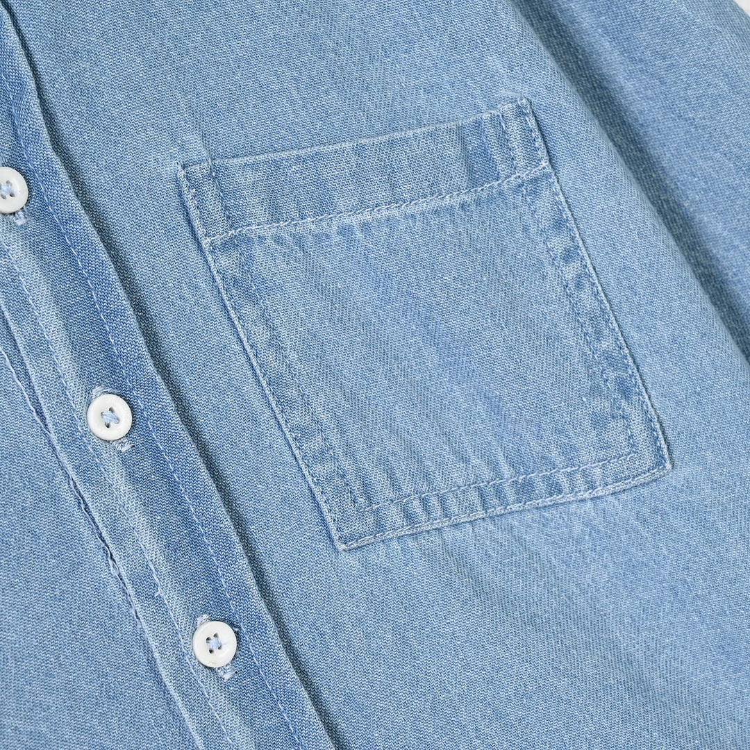 Boys Denim Stretch Shirt F/S Lt Blue