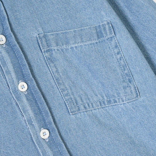 Boys Denim Stretch Shirt F/S Lt Blue