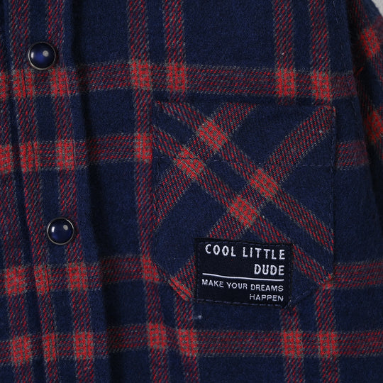 Infant Boys Flannel Basic Casual Shirt Cool Little - BLUE