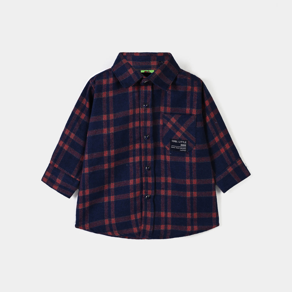 Infant Boys Flannel Basic Casual Shirt Cool Little - BLUE