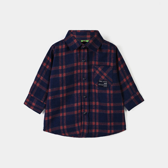 Infant Boys Flannel Basic Casual Shirt Cool Little - BLUE