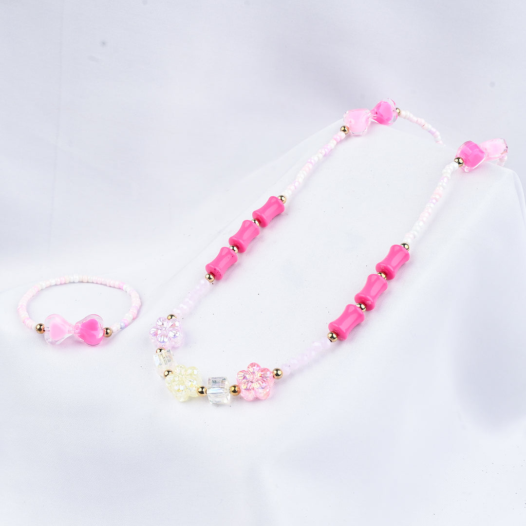 GIRLS ELEGANT BEADED NECKLACE & BRACELET