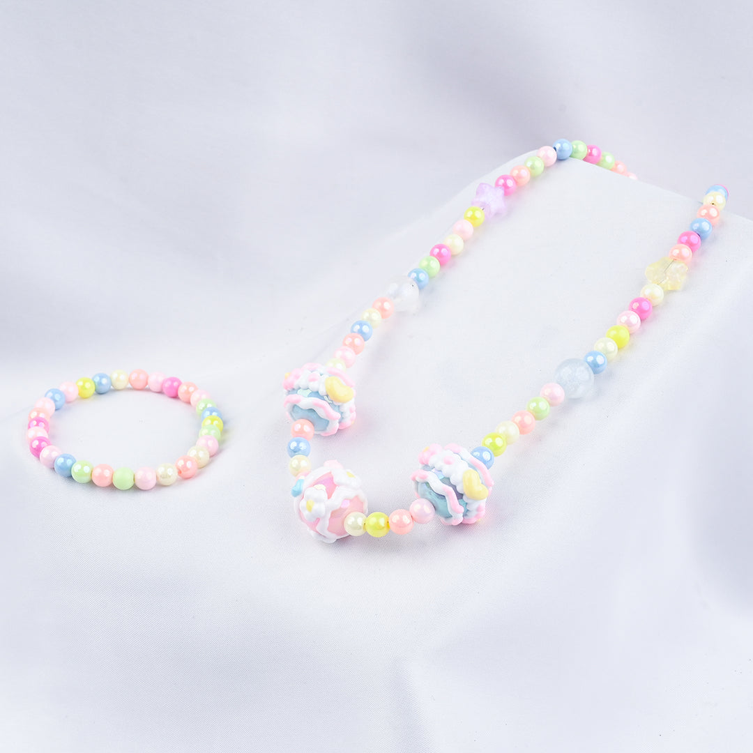 GIRLS ELEGANT BEADED NECKLACE & BRACELET