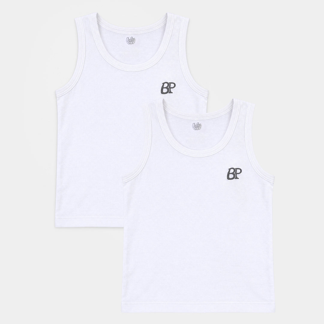 Infant Boys Cotton Jersey Vest-Pack of 2-White