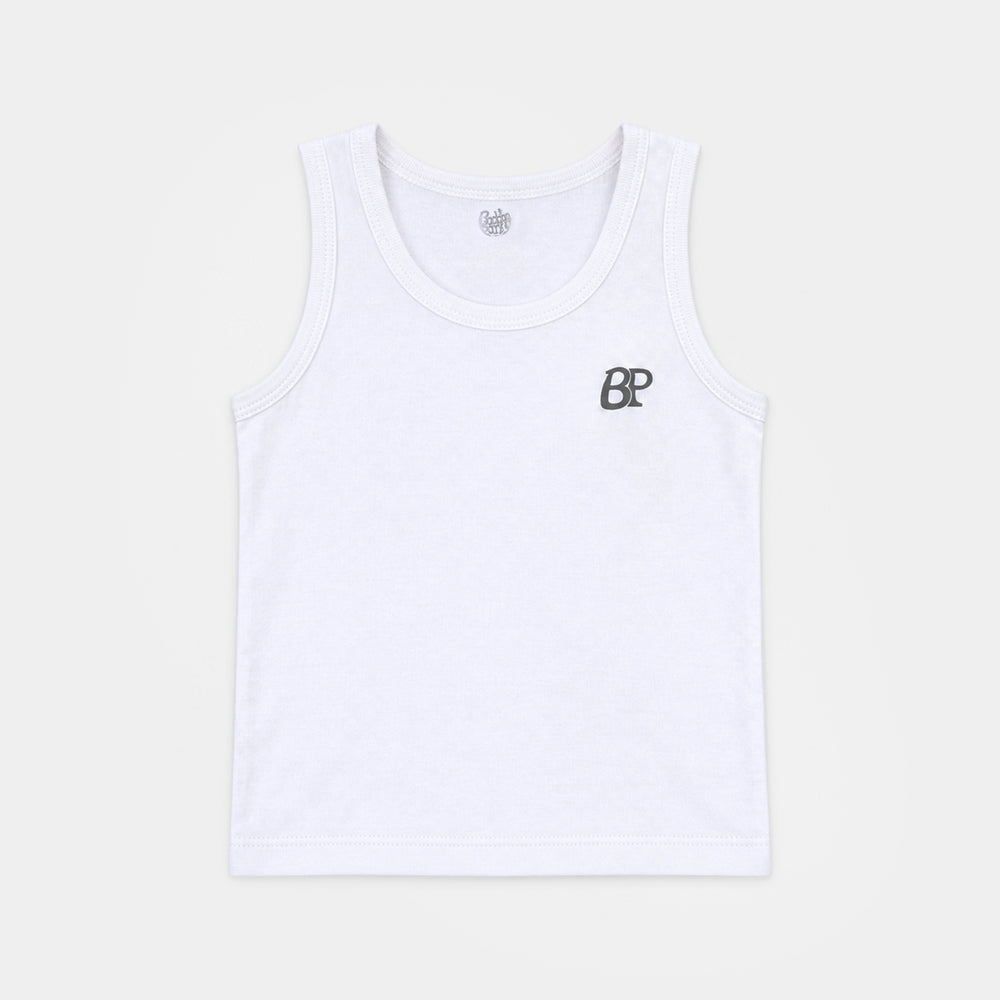 Infant Boys Cotton Jersey Vest-Pack of 2-White