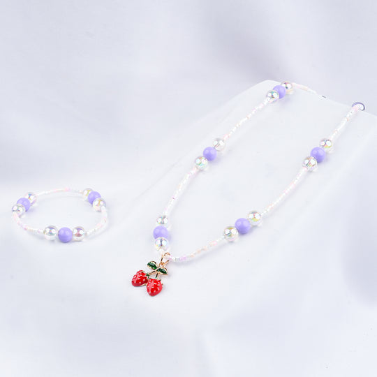 GIRLS ELEGANT BEADED NECKLACE & BRACELET
