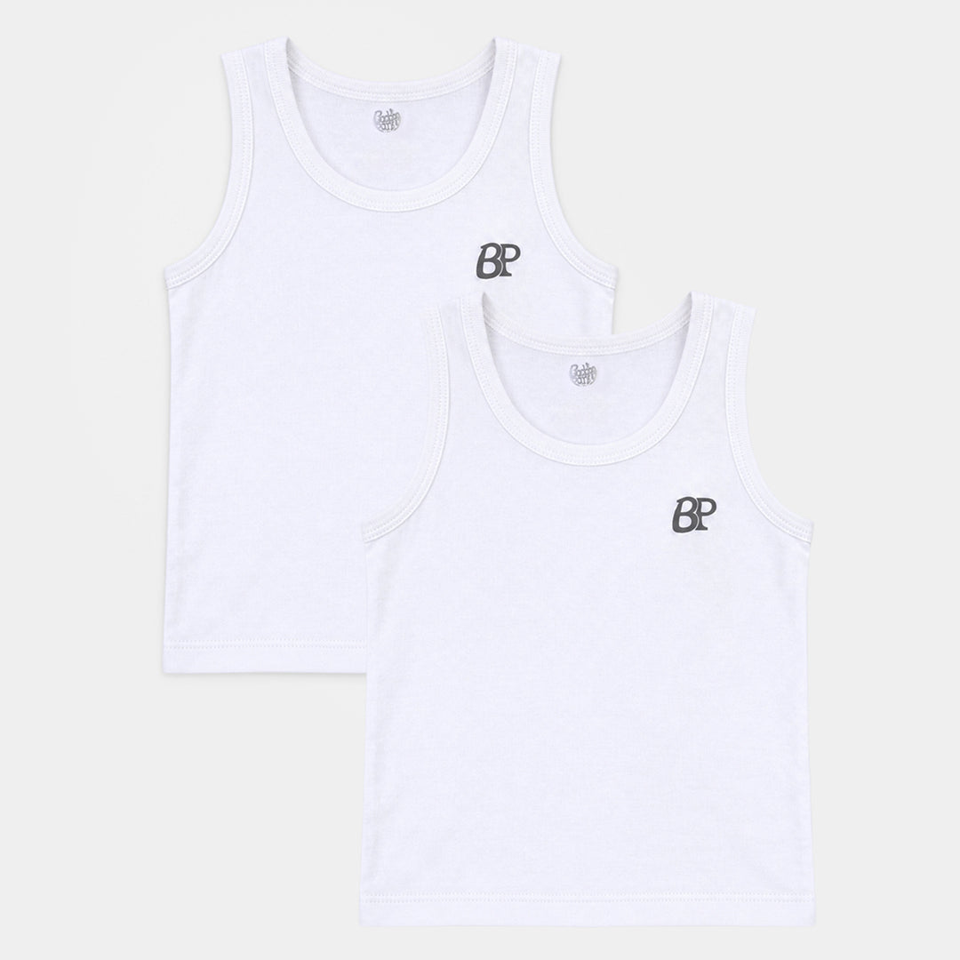 Boys Cotton Jersey Vest-Pack of 2-White