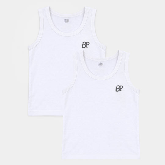 Boys Cotton Jersey Vest-Pack of 2-White