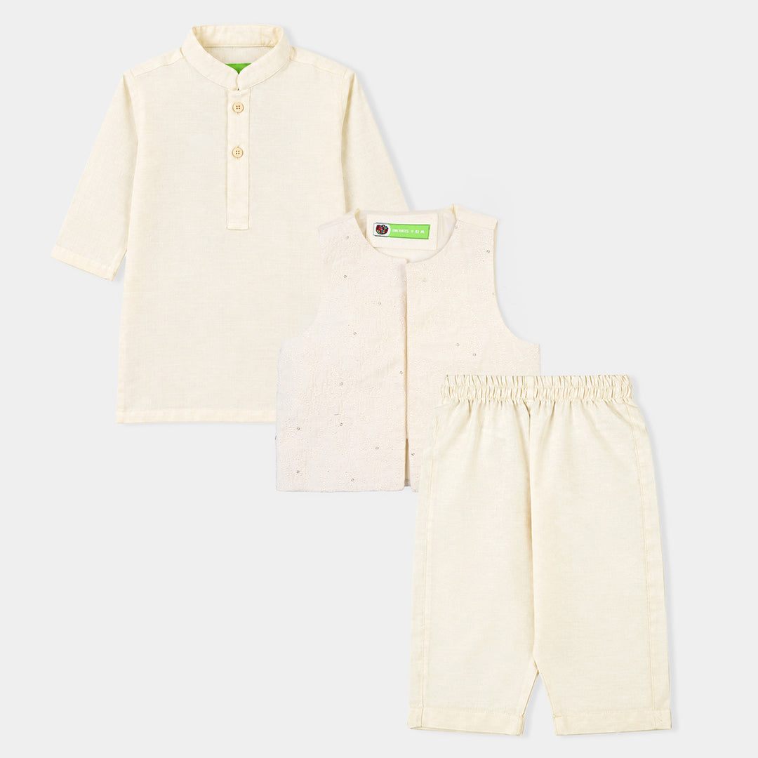 Infant Boys Poly Cotton 3Piece Suit Jagmag - Off White