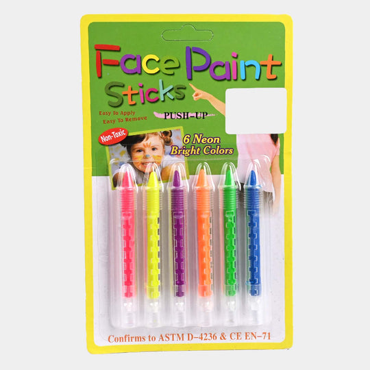 Washable Neon Face Paint Crayon Color 6 Pcs