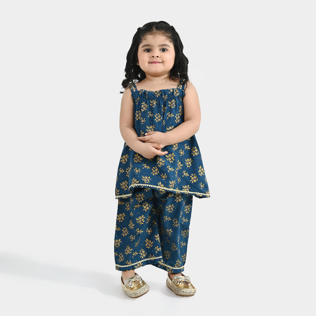 Infant Girls Poly Cambric 2Pcs - Teal