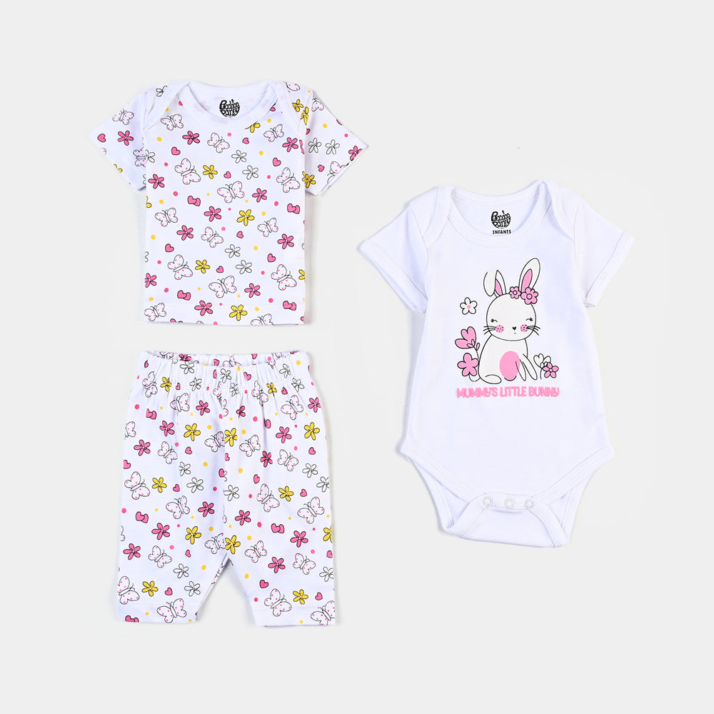 Infant Girls Cotton 9-Piece Set (Bunny) - Soft White