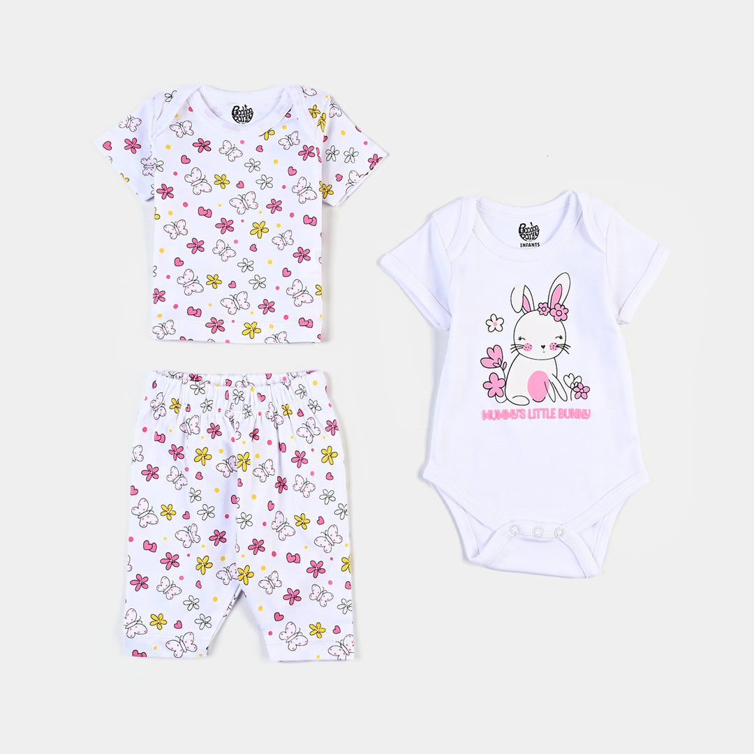 Infant Girls Cotton 9-Piece Set (Bunny) - Soft White