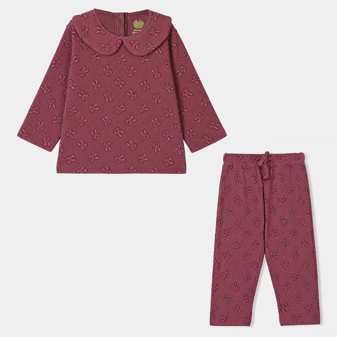 Infant Girls Thermal Knitted Suit Little Me-Rose.Wine