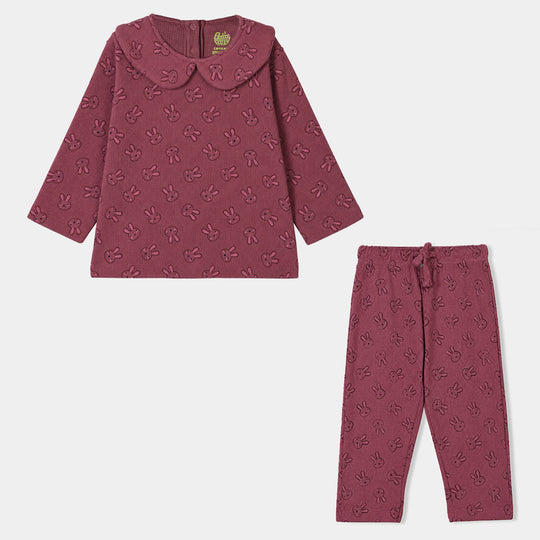 Infant Girls Thermal Knitted Suit Little Me-Rose.Wine