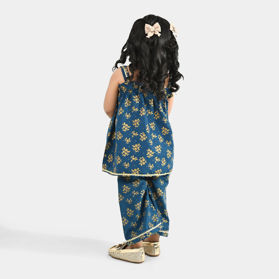 Infant Girls Poly Cambric 2Pcs - Teal