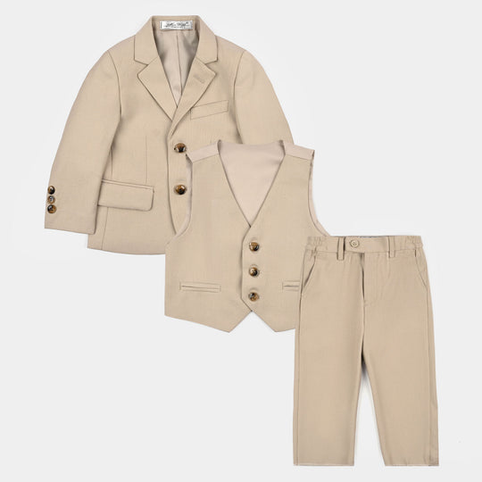 Boys Cotton, Polyester Coat Pant - BEIGE