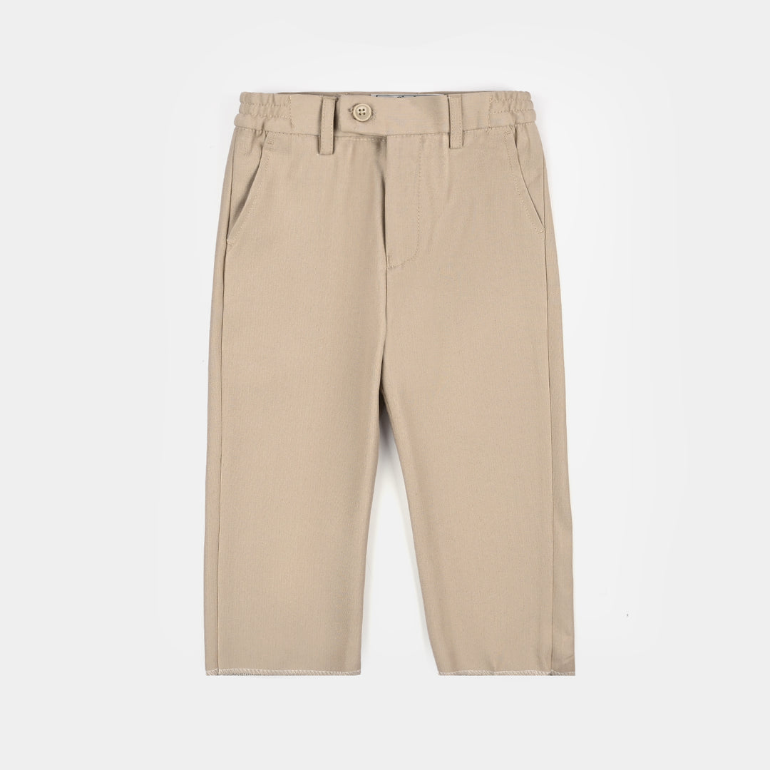 Boys Cotton, Polyester Coat Pant - BEIGE