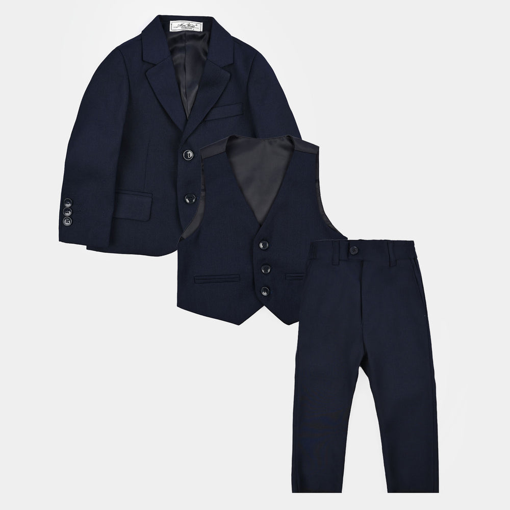 Boys Cotton, Polyester Coat Pant - Navy Blue
