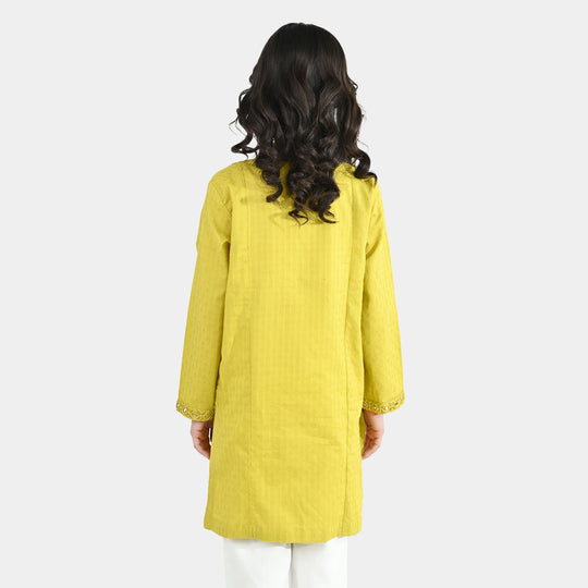 Girls Jacquard Embroidered Kurti (Roshan) – Yellow