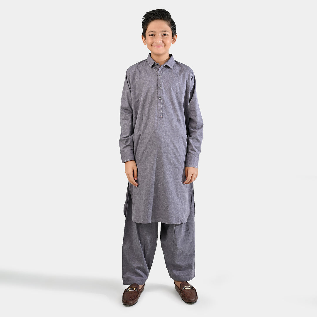 Boys Poly Viscose Suit (Contrast Stitch) - Grey