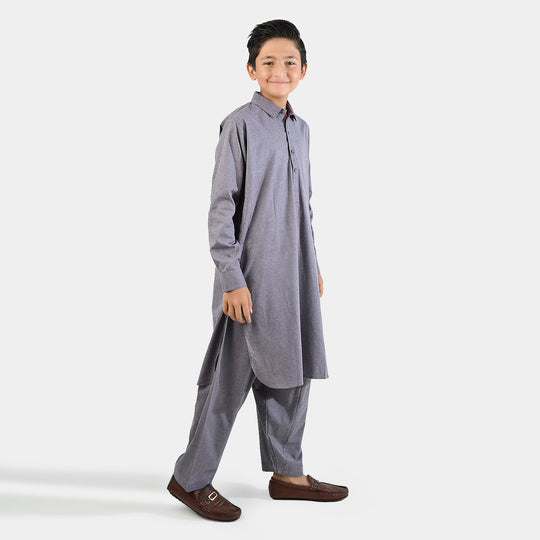 Boys Poly Viscose Suit (Contrast Stitch) - Grey