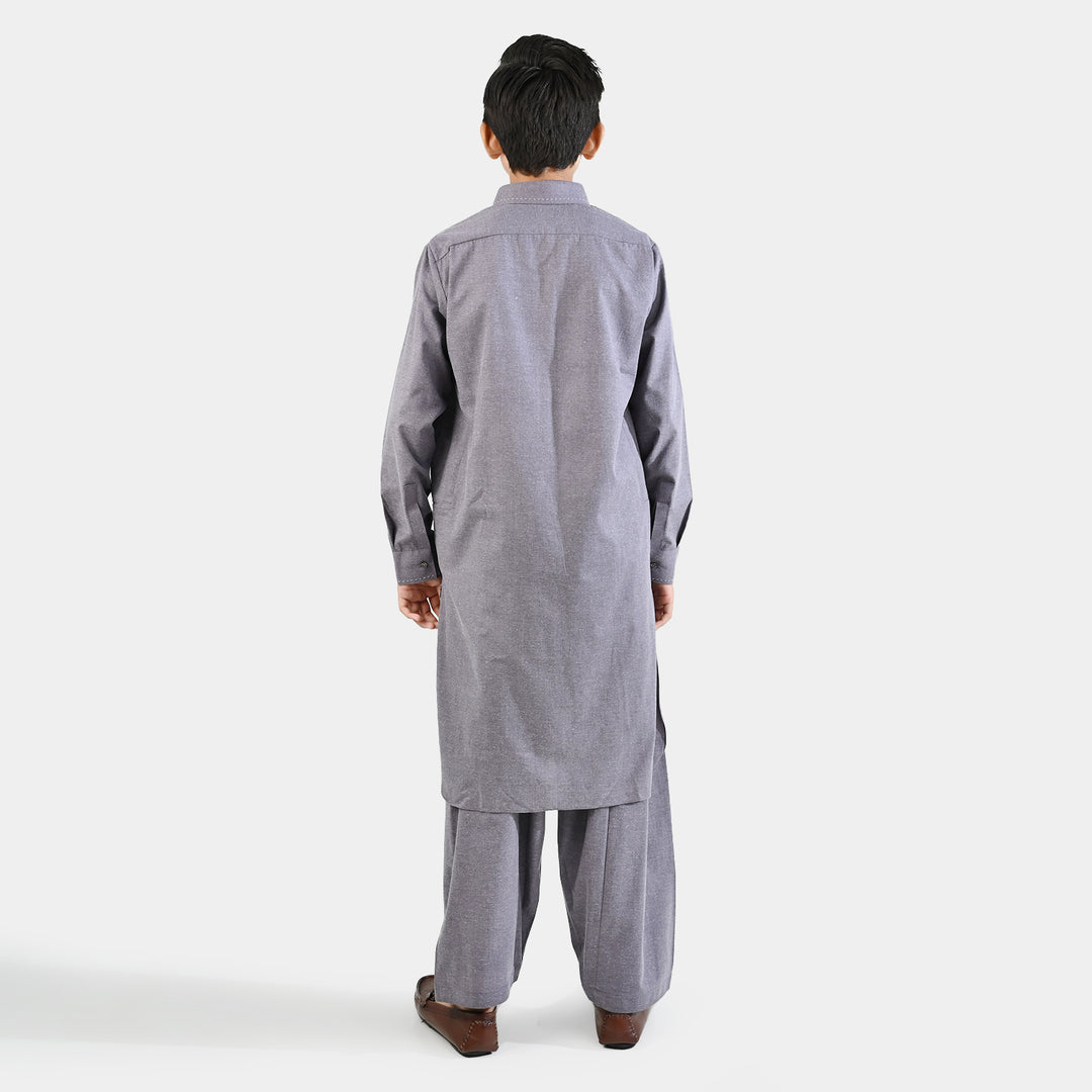 Boys Poly Viscose Suit (Contrast Stitch) - Grey