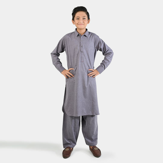 Boys Poly Viscose Suit (Contrast Stitch) - Grey