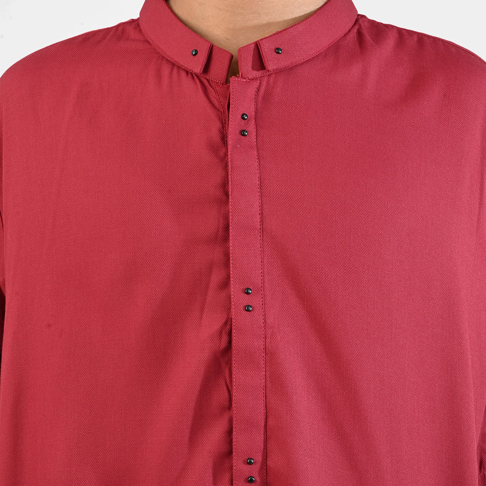 Boys Cotton Poplin Suit - Maroon