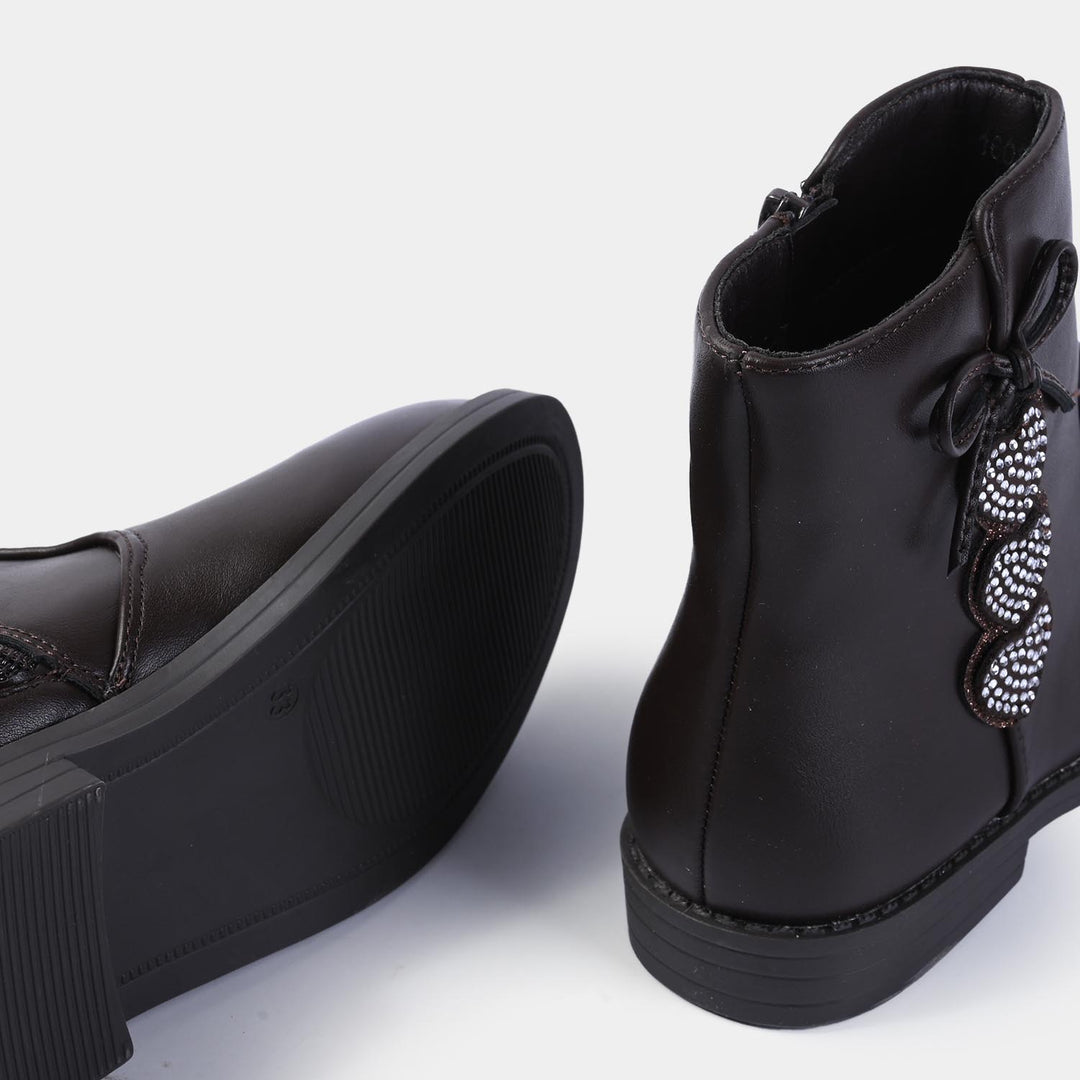 Girls Boots 1608-18-COFFEE