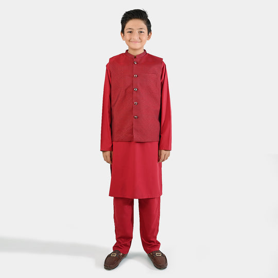 Boys Poly Viscose 3Piece Suit (RHYTHMIC) - RED