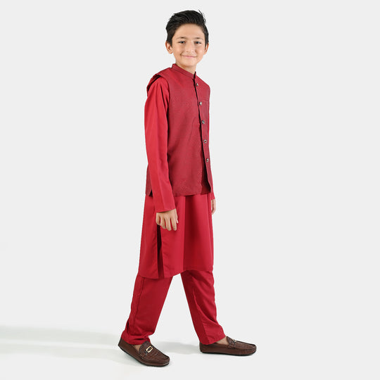 Boys Poly Viscose 3Piece Suit (RHYTHMIC) - RED
