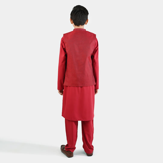 Boys Poly Viscose 3Piece Suit (RHYTHMIC) - RED