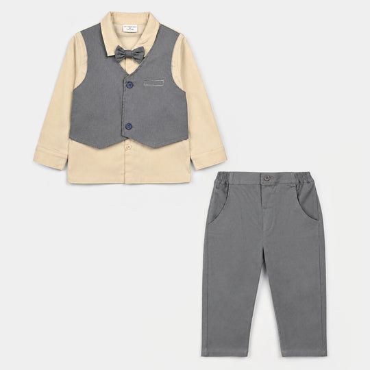 Boys Cotton Interlock 3 - PC 320 - 030 - Grey & Beige
