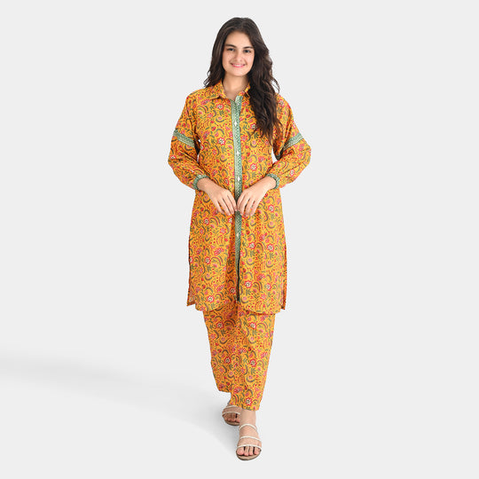 Teen Girls Cotton 2-Piece Suit - Mustard
