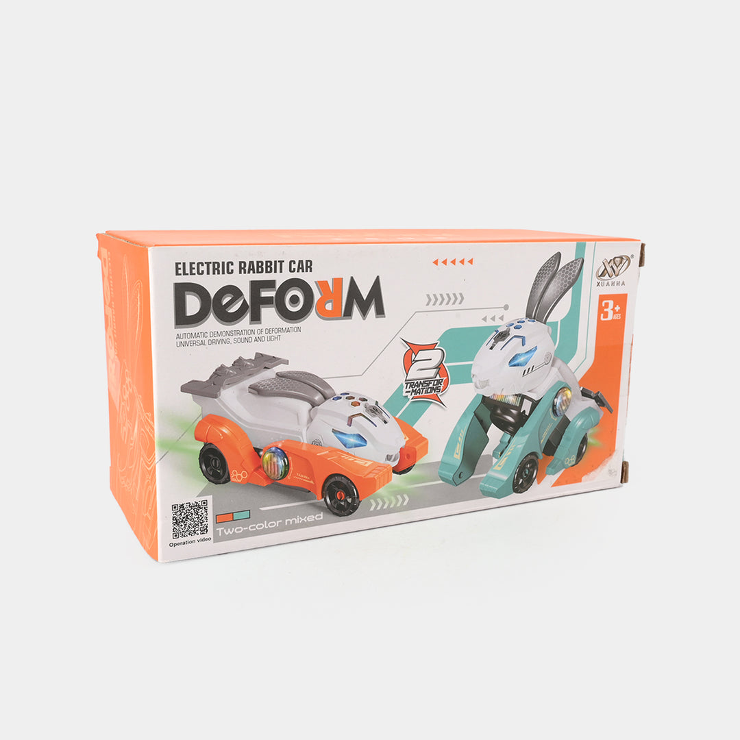 Transforming Rabbit Robot Car with Light & Sound Toy for Kids