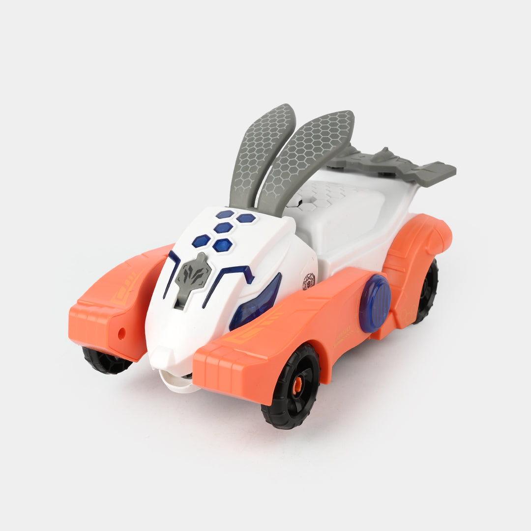 Transforming Rabbit Robot Car with Light & Sound Toy for Kids