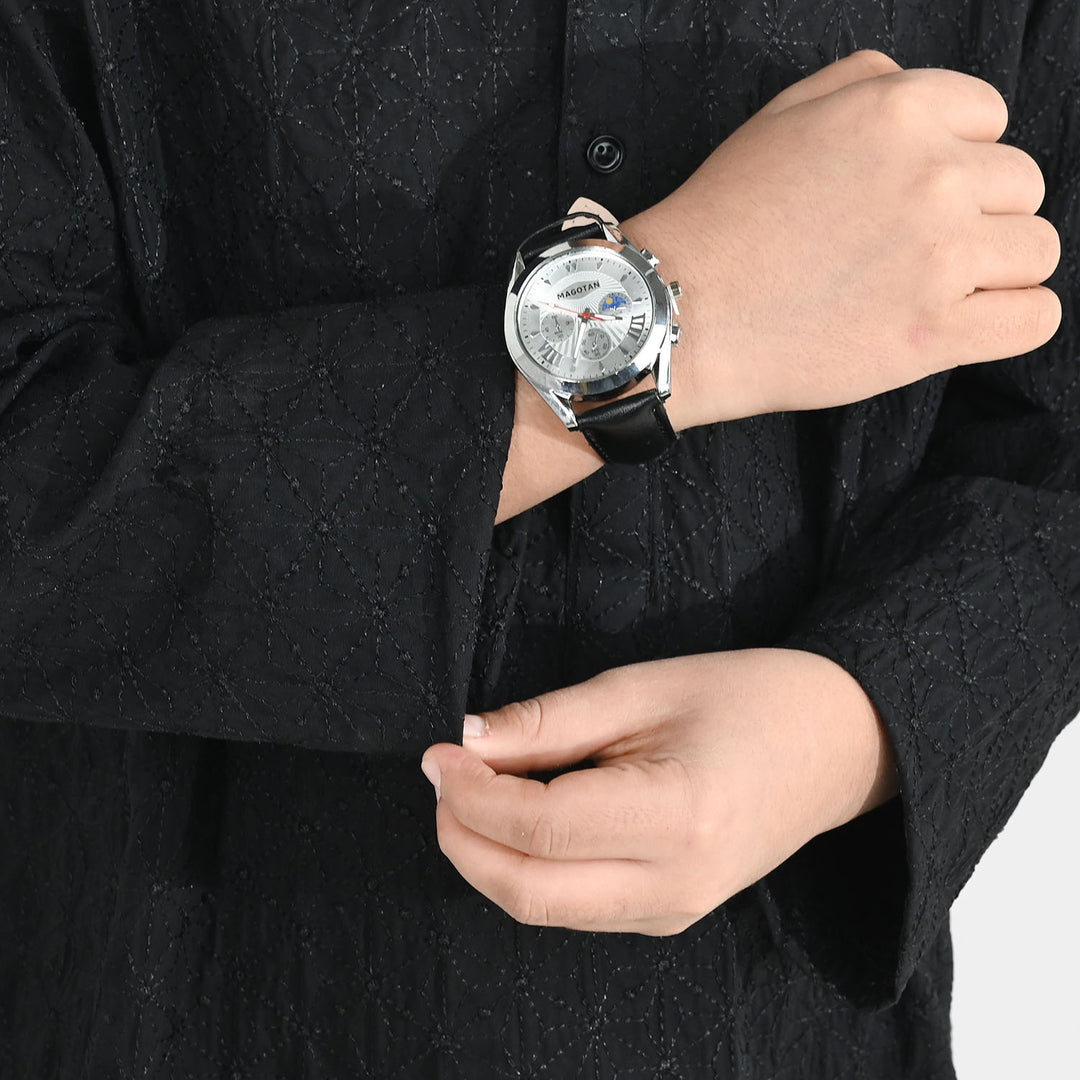 Boys Cotton Kurta Pajama (Chikankari) - Black