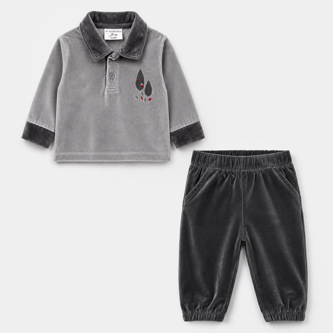 Infant Boys Velour Knitted Suit 319 - 050 - Grey
